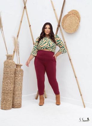Imagem de Calça Legging Plus Size Montaria Flanelada / Forrada Com Bolsos Frontais