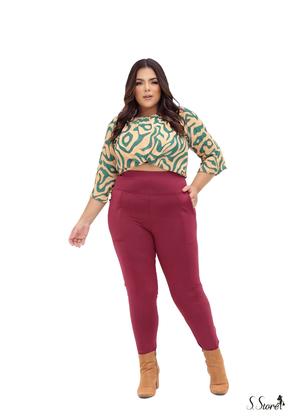 Imagem de Calça Legging Plus Size Montaria Flanelada / Forrada Com Bolsos Frontais