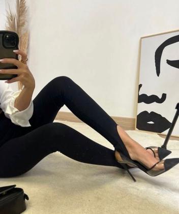 Imagem de Calça Legging Preto Barra Pezinho Cos Alto Chic Interno Forrada e Flanelada por Dentro Moda Feminina