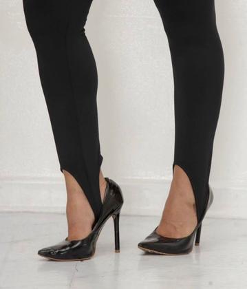 Imagem de Calça Legging Preto Barra Pezinho Cos Alto Chic Interno Forrada e Flanelada por Dentro Moda Feminina