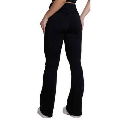 Imagem de Calça Legging Suplex Flare Vekyo Boca de Sino Bailarina Cintura Cós Alto Academia Moda Fitness