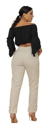 Imagem de Calça Linho Alfaiataria Jogger Cochard Social Laço Sinto Fak