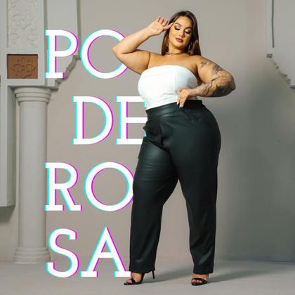Imagem de Calça Look Noite Couro Feminina Plus Size Lia Rosa