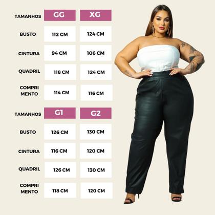 Imagem de Calça Look Noite Couro Feminina Plus Size Lia Rosa
