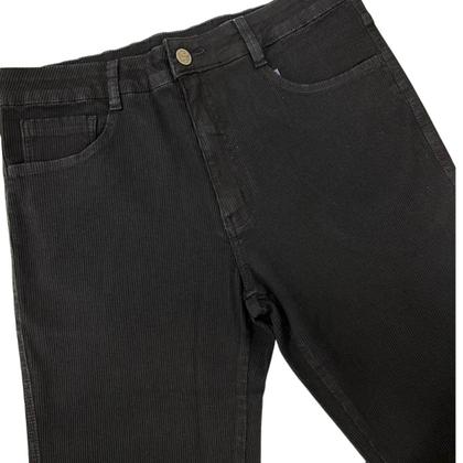 Imagem de Calça Masculina Cotele Algodão Corte Alfaiataria Preto Azulado 38-48 Jamer