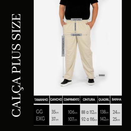 Imagem de Calça Masculina Plus Size De Sarja Elastico Na Cintura E Cordão Ajustador 
