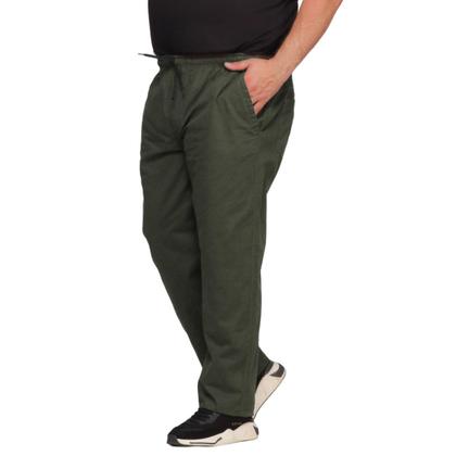 Imagem de Calça Masculina Plus Size De Sarja Elastico Na Cintura E Cordão Ajustador 