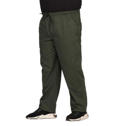 Imagem de Calça Masculina Plus Size De Sarja Elastico Na Cintura E Cordão Ajustador 