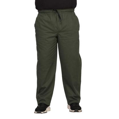 Imagem de Calça Masculina Plus Size De Sarja Elastico Na Cintura E Cordão Ajustador 