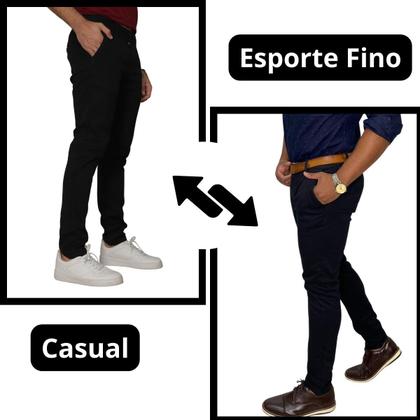 Imagem de Calça Masculina Slim Chino Alfaiataria Com Bolso Embutido