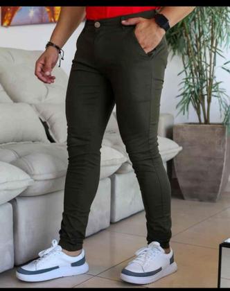 Imagem de calça masculina slim fit sarja com elastano