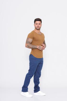 Imagem de Calça Masculino Chino Reta Sarja Esporte Fino Alfaiataria Malloy 