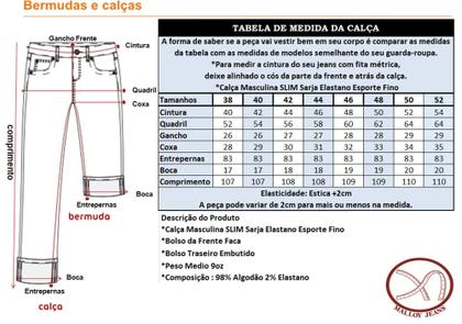 Imagem de Calça Masculino Chino Sarja Slim Bolso Faca Sport Fino Social Malloy