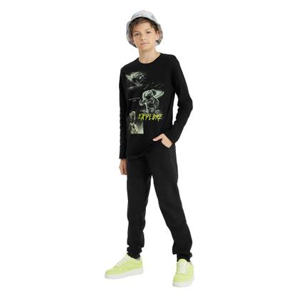 Imagem de Calça Menino Lemon em Moletom com Recortes em Gorgurinho - Laranja