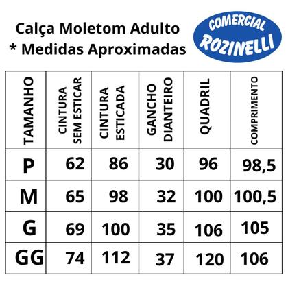 Imagem de Calça Moletom Adulto Básica com 2 Bolsos sem punho P ao GG Dalri 078