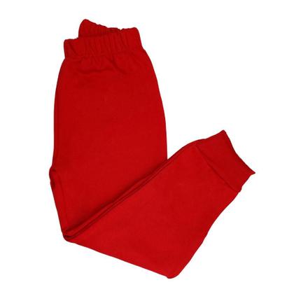 Imagem de Calça Moletom Infantil Flanelado 4 A 8 anos Vermelha Inverno Uniforme escolar dia a dia Pijama frio Intenso 100 algodão basico punho Bebe Baby Deluxe