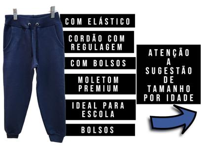 Imagem de Calça Moletom Infantil Juvenil Premium Com Bolso Cordão Punho Preto