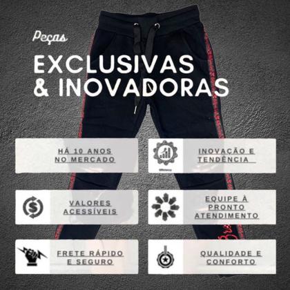 Imagem de Calça Moletom Infantil Menina Com Bordado Na Perna Elastico