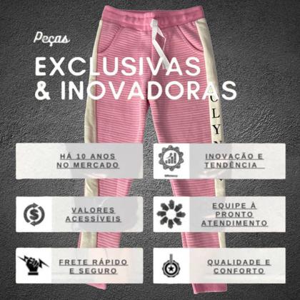 Imagem de Calça Moletom Infantil Menina Punho Frio Inverno Cordão