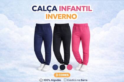 Imagem de Calça Moletom Inverno Infantil Juvenil Kyly Quente Conforto COR:PRETOTAMANHO:4