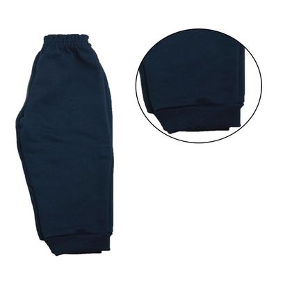 Imagem de Calça Moletom Juvenil infantil Flanelado 10 a 16 Elastico na Cintura Punho Inverno Uniforme Escolar dia a dia Sem bolso Azul Marinho Baby Deluxe