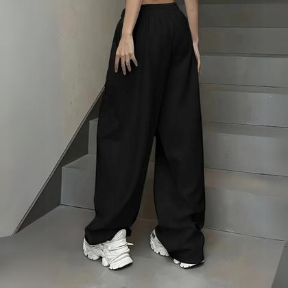 Imagem de Calça Moletom Wide Leg Feminina Estampada Streetwear Barra Reta
