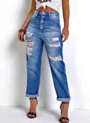 Imagem de Calça Mom Jeans Feminina Cintura Alta Larga Super Elegante