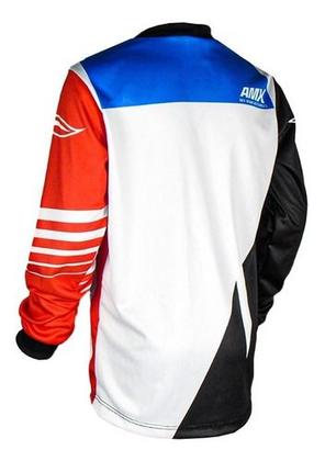 Imagem de Calça Motocross Infantil + Camisa Azul/vermelho/branco Amx