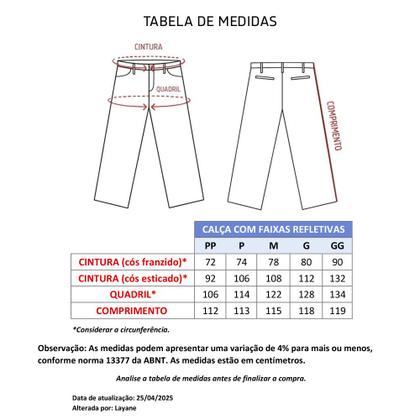 Imagem de Calça operacional profissional masculina cós elástico com faixas refletivas