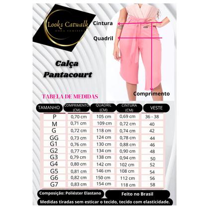 Imagem de Calça Pantacourt Cinto Laço Bolso Moda Feminina