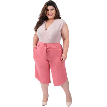 Imagem de Calça Pantacourt Cinto Laço Bolso Moda Feminina Plus Size