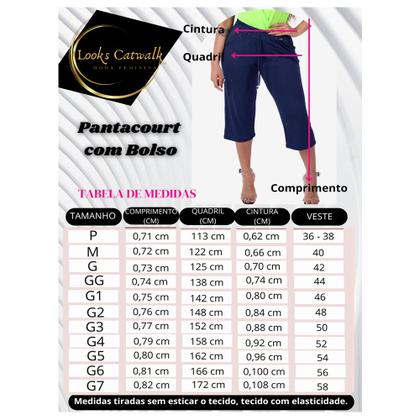 Imagem de Calça Pantacourt Moda Feminina com Bolso Malha Viscolycra