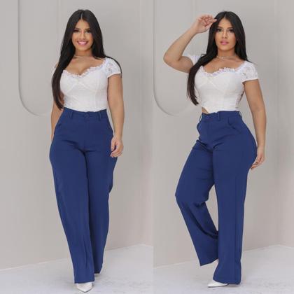 Imagem de Calça Pantalona Alfaiataria Feminina Social Cintura Alta em diversas Cores super confortavél