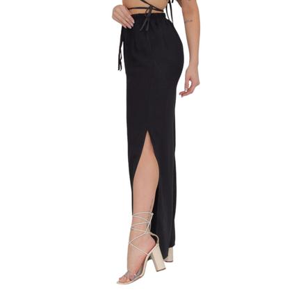 Imagem de Calça Pantalona Boca de Sino Feminina Premium Fendas Laterais
