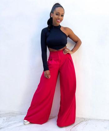 Imagem de Calça Pantalona Cintura Alta Feminina Botão Viscose Calca