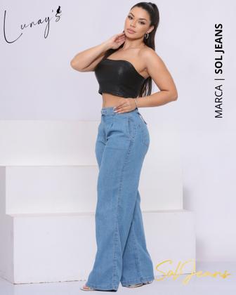 Imagem de Calça Pantalona Cintura Alta Sol Jeans L364