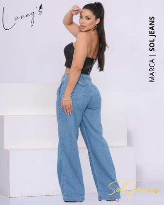 Imagem de Calça Pantalona Cintura Alta Sol Jeans L364