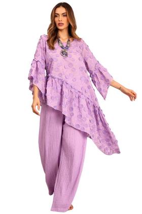 Imagem de Calça Pantalona com Bolsos Lilás Yacamim H6