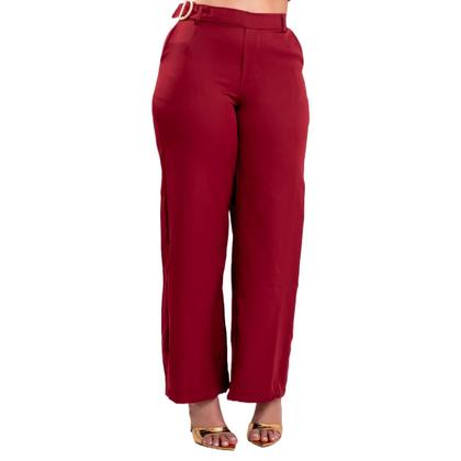 Imagem de Calça Pantalona + Cropped Conjunto Feminino Vermelho