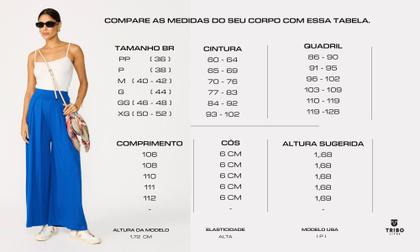 Imagem de Calça Pantalona em Viscolycra Feminina Cintura Alta Tribo Livre