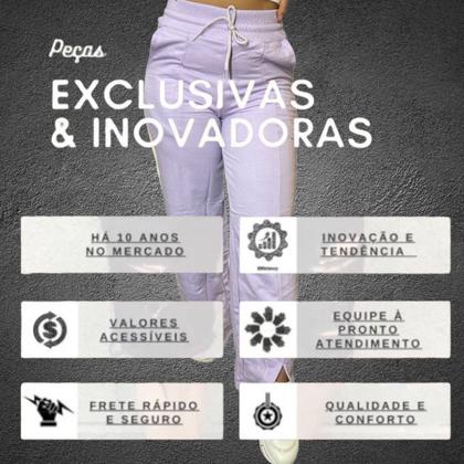 Imagem de Calça Pantalona Feminina Em Moletom Flanelada Mosaico