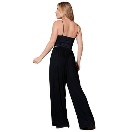 Imagem de Calça Pantalona Feminina Lisa Malha Viscolycra com Pregas