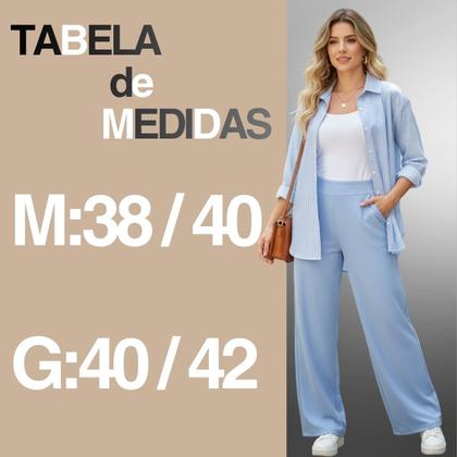 Imagem de Calça Pantalona Linho Premium Oslo Feminina Elegante Leve
