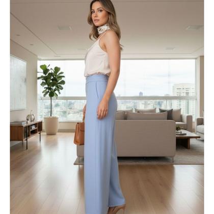 Imagem de Calça Pantalona Linho Premium Oslo Feminina Elegante Leve