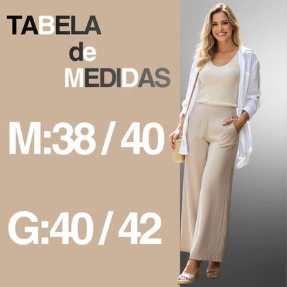 Imagem de Calça Pantalona Linho Premium Oslo Feminina Elegante Leve