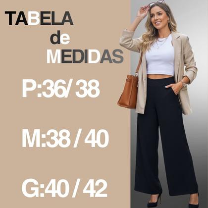 Imagem de Calça Pantalona Linho Premium Oslo Feminina Elegante Leve