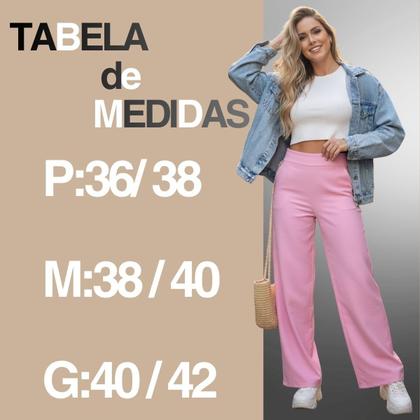 Imagem de Calça Pantalona Linho Premium Oslo Feminina Elegante Leve