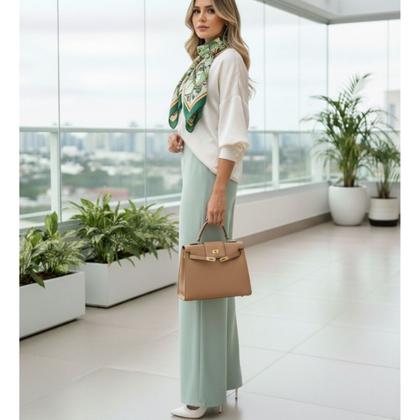 Imagem de Calça Pantalona Linho Premium Oslo Feminina Elegante Leve