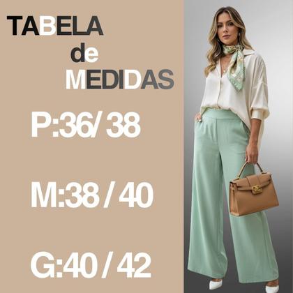 Imagem de Calça Pantalona Linho Premium Oslo Feminina Elegante Leve