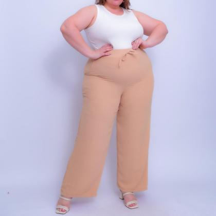 Imagem de Calça Pantalona Plus Size Curve Crepe Duna Air-flow Wide Leg Soltinha